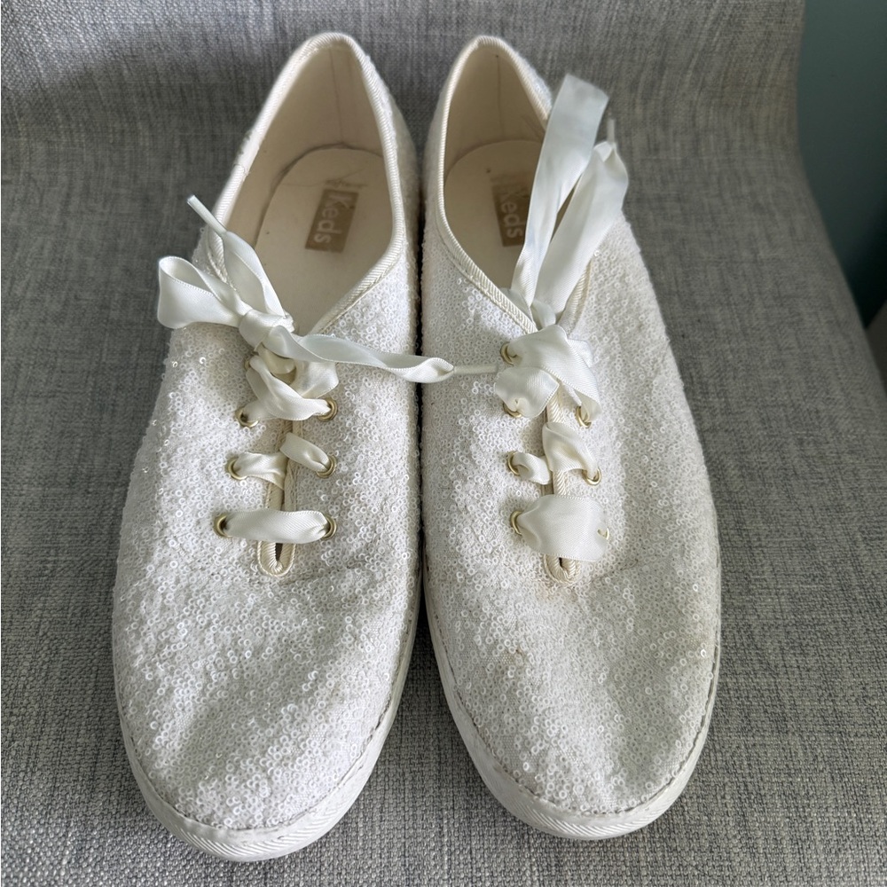 Keds Women's Wedding White Sequin Sneakers